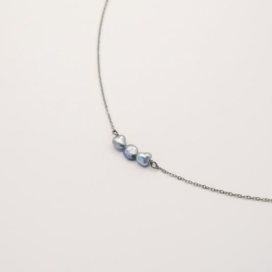 Ras du cou Umoa en keshis de Tahiti ou d'eau douce. Bijoux en acier inoxydable argenté