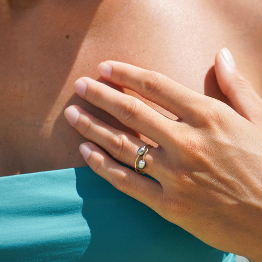   Bague Sea keshi - Goldfilled  Ma boutique