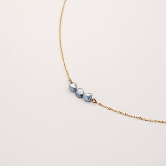 Ras du cou Umoa en keshis de Tahiti ou d'eau douce. Bijoux en acier inoxydable doré